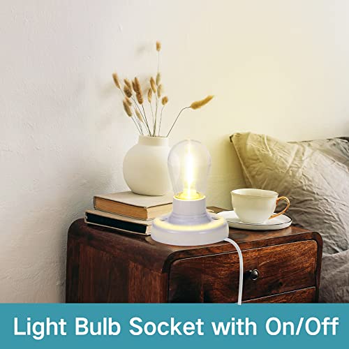 2 Pcs Light Socket With Cord Light Bulb Base E26/ E27 Lamp Base Desktop 9.84 Ft Screw Light Bulb Holder Replacement Light Bulb Socket With On/Off Switch Hanging Light Cord Extension #TOP6
