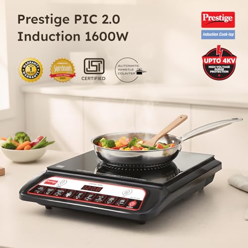 Prestige PIC 20 WIZ 1600W Induction Cooktop(Black, Automatic Whistle Counter, Indian Menu Option) view 2