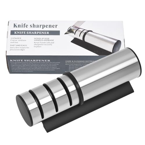 ZIJANG Affuteur de Couteaux, Aiguiseur Couteaux Professionnel en Trois Étapes, Céramique et Diamant, Affûteurs Manuels Multifonction avec Base, pour...