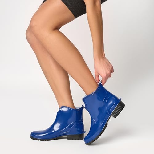 Ladeheid Gummistiefel Damen Kurz Wasserdicht Damenschuhe Elegant und Bequem LA-930 (Blau, 40 EU)