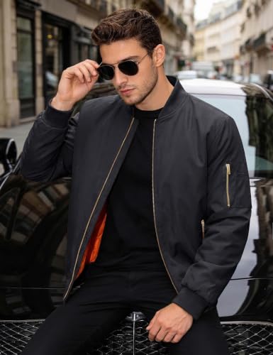 MAGNIVIT Men's Bomber Jacket Lightweight Army Military Outwear Black XL