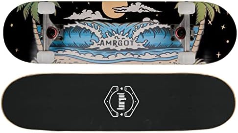 Amrgot Skateboards for Beginners,31*8 inches Complete Skateboards for Kids,Boys,Girls and Adults,7 Layer Maple Wood,Double Kick Deck Concave Standard and Tricks Skateboard