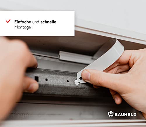 BAUHELD® Rolladen Aufhängefeder Maxi [6 Stück] - Rollladen-Aufhängung aus hochwertigem Federstahl [Kunststoffbeschichtet] - Rolladen-Feder mit Schwalbenschwanz - Für Rolladenprofile 52 & 55mm