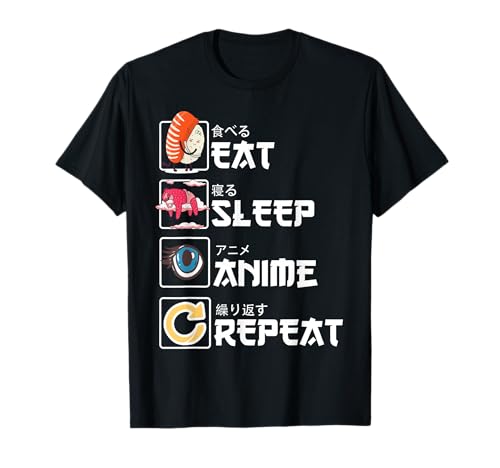 Manga Japonés Kawaiano - Cute Eat Sleep Anime Repeat Camiseta