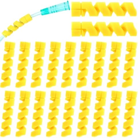 Lekgavd 20 Packs Oxygen Tube Support Crimp Straightener, Retractable Oxygen Tubing Support for Portable Oxygen Concentrator, Oxygen Tubing Reels Supplies for Nasal Cannula - Yellow Cover