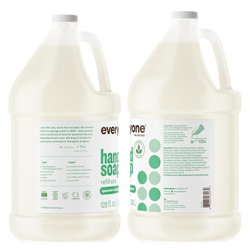 Image of Everyone Liquid Hand Soap Refill, 1 Gallon, Spearmint and Lemongrass, made with Essential Oils for Kitchen and Bathroom