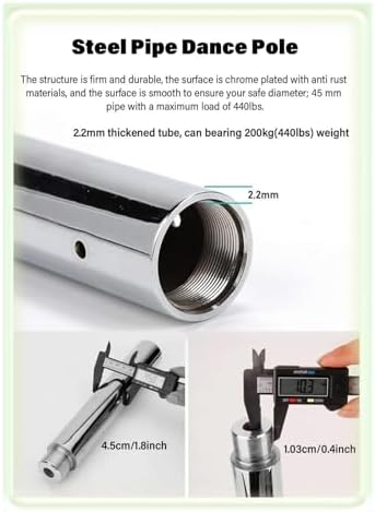 Dance Pole Permanent Ceiling Mount Commercial Fitness Stripper Pole，Adjustable Dance Pole for Home - Portable Stripper Pole for Fitness, Dance, & Exercise - Removable Dancing Pole for Clubs,