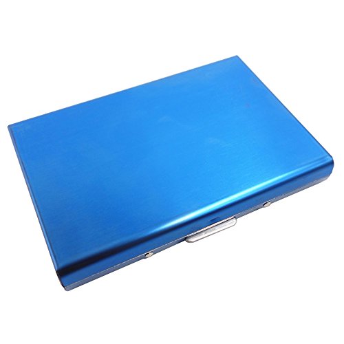 Credit Card ID Holder Slim Money Travel Wallet Men Stainless Steel RFID Blocking (Blue)