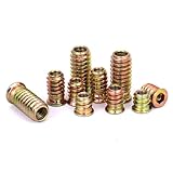 100 Stück Einschraubmutter, Gewindeeinsatz Holz, Gewindeeinsätze, Einschraubmuffen Verzinkte Innensechskant, für Holzmöbelherstellung und Möbelmontage (M4x10mm, M6x14mm, M8x20mm)
