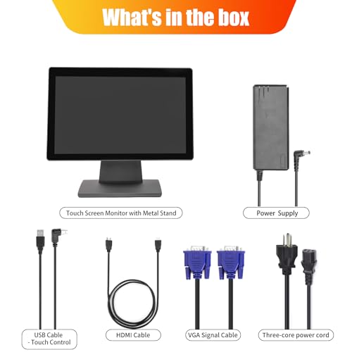 Image of ANGEL POS Commercial Grade 17.3 Inch 1920 x 1080 FHD Touchscreen POS Monitor, 10 Points Touch HDMI VGA, Waterproof Dustproof Screen, Indusitrial, Office, Retail, Gym, Warehouse