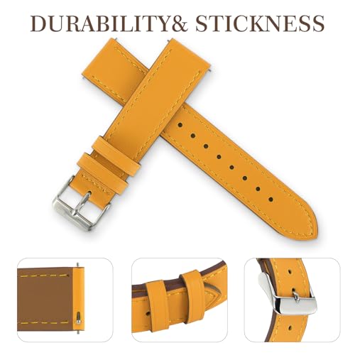Premium Italy Leather Bands Compatible with Samsung Galaxy Watch 7 6 5 4 40/44mm, Galaxy 5 Pro 45mm, Galaxy Watch 6 4 Classic Active 2, 20mmLeather Watch Soft Replacement Strap for WomenMen(Pack of 2)