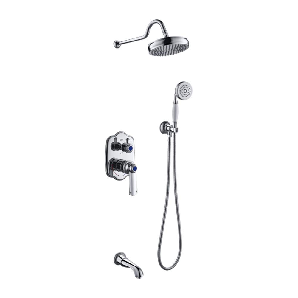 Système de douche multifonctionnel mural avec pommeau rond de 8 pouces