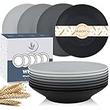Wheat Straw Pasta Bowl - Unbreakable Pasta Bowl Set of 8-9 Inch Large Deep Alternative for Plastic R