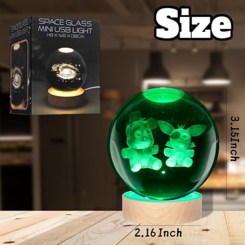 Image of Large 3D Bear Crystal Ball Night Light, Crystal Lamp with Colorful LED Light Base for Bedroom Decor, Birthday Christmas Gift for Teens Boys and Girls (Multicolor Bear)