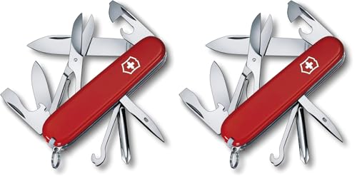 Image of Victorinox Super Tinker Swiss Army Knife,14 Function Swiss Made Pocket Knife with Large Blade,2 Screwdrivers and Multipurpose Hook - Red,(Pack of 2)