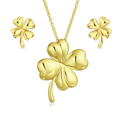 Pendientes y collar de trébol celta en oro amarillo para lucir en tu día a día