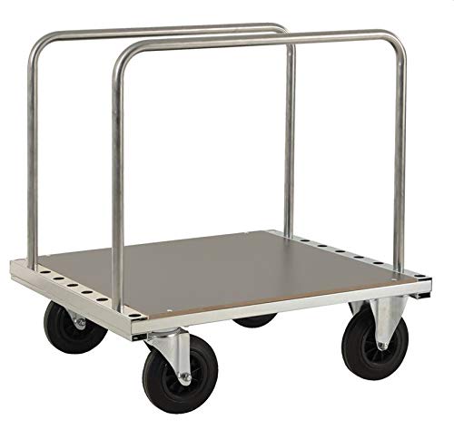 Plattenwagen - Transportwagen - Rollwagen mit 4 Vollgummi - Rädern - Tragfähigkeit: 500 kg - Industriequalität (Mit Bremse)