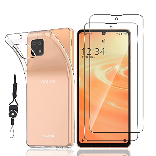 AQUOS sense6 / sense 6s / SH-54B / SHG05 / SHG07 用のガラス フィルム + ケース クリア TPU カバー  日本旭硝子素材AGC AQUOS sense6 / sense 6s 用のフィルム 業界強硬度9H 強化ガラス 指紋付着防止 保護フィルム + ケース 透明 TPU素材 耐衝撃 薄型 軽量 擦り傷防止 対応 AQUOS sense 6
