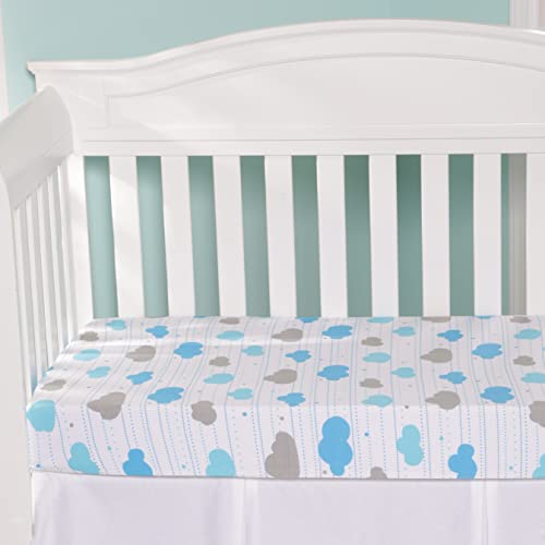 2 Pack Fitted Crib Sheets for Boys in 100% Jersey Knit Cotton –Boy’s Crib Mattress Sheets in Celestial Themes - Blue with White Stars and White with Blue and Gray Clouds by Everyday Kids