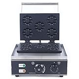Commercial Donut Machine, 5 Holes Double-Sided Non-stick Electric Doughnut Maker With Temperature Adjustable 50-300℃, Electric Waffle Donut...
