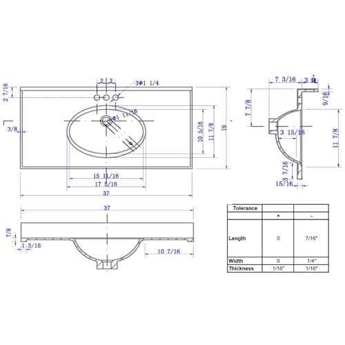 Image of Design House Cultured Marble Vanity Top, 37 in W x 19 in D, Integrated 4 in Centerset Oval Sink & Backsplash, Ivory Swirl, 586297