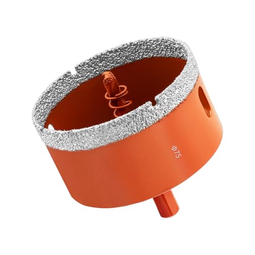 Meccion Diamond Hole Saw 75mm with Pilot Guide Bit, Professionals Brazed Diamond Drill Bit Hole Cutter for Tile Porcelain