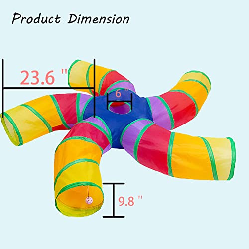 Deeniner Colorful Cat Tunnel Cat Tunnel For Indoor Cats Large, With Play Ball S-Shape 5 Way Collapsible Interactive Peek Hole Pet Tube Toys #TOP1