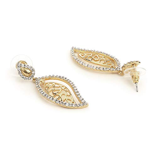 Image of Estele Women 24Kt Gold Tone Plated Ad Stone Round Stud Earrings