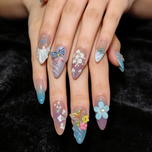 CtrlZ 3D Handmade Luxury Almond Press On Nails – Butterfly