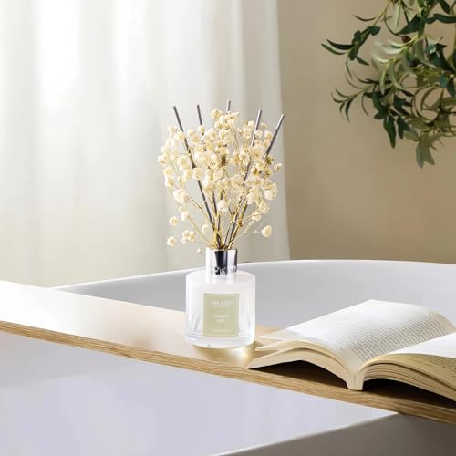 Image of Airkeep Reed Diffuser Set, 3.38 fl oz (100 ml) - Jasmine Lily Lemon Oil Diffusers with 8 Reed Sticks, Home Fragrance Reed Diffuser for Bathroom Shelf Decor