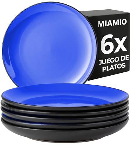 MIAMIO - Set de Plato/Plato de Cena Vajilla de Cerámica de Gres - Colección Le Papillon (Azul, 21 cm) MIAMIO - Set de Plato/Plato de Cena Vajilla de Cerámica de Gres - Colección Le Papillon (Azul, 21 cm)