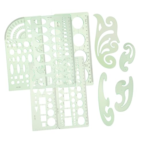 TOYZFRIENDY 9個 プラスチック製円形楕円定規テンプレート 軽量持ち運び便利 多多機能描画用具 幾何学模様作成に