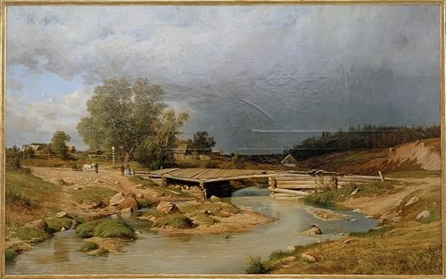 Affiche Paysage Pont en Bois Iwan Schischkin Tableau Nature 60x90cm
