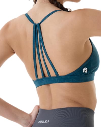 Image of AUROLA Mercury Workout Sports Bras Women Athletic Removable Padded Backless Strapy Minimal Crop Top