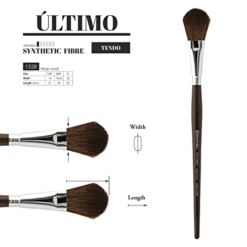 Image of Escoda Ultimo Series 1528 Artist Watercolor and Acrylic Paint Brush, Synthetic Squirrel, Oval Mop, Size 3 /4 inch