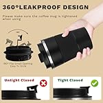 Vacuum-Insulated Stainless Steel Travel Coffee Mug, Leak-Proof Reusable Coffee Cup with Lid - Keep Hot & Cold Drinks for Hours, Durable Insulated Tumbler for Men & Women(3rd-Black, 12OZ) - Image 5