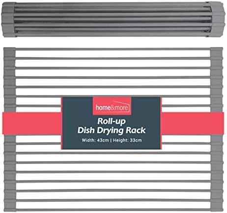 Roll Up Dish Drying Rack 43 x 33cm | Over The Sink Dish Drying Rack | Roll Up Rack for Drying Dishes Over Sink | Sink Rack with Non-Slip Silicone for Kitchen, Camping & Caravan Draining