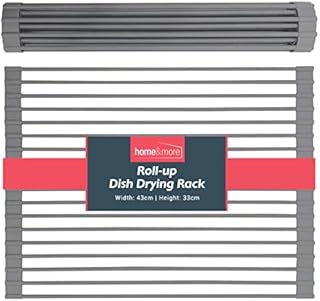 Roll Up Dish Drying Rack 43 x 33cm | Over The Sink Dish Drying Rack | Roll Up Rack for Drying Dishes Over Sink | Sink Rack with Non-Slip Silicone for Kitchen, Camping & Caravan Draining