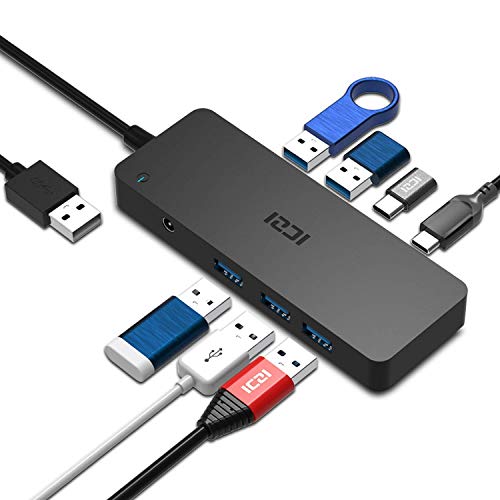 USB HUB 7-Port, ICZI 5 USB 3.0 Port Hub + 2 USB Type-C Ports with Power Adapter for Microsoft Surface 3, Surface Pro 3, Surface Pro 4 and More Other USB Laptops