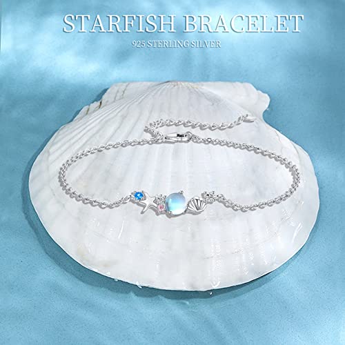 Twoowl Starfish Shell Bracelets 925 Sterling Silver Beach Bracelet Ocean Jewelry Gifts For Women Girls #TOP2