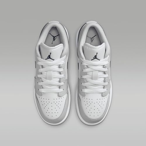 Air Jordan 1 Low Big Kids' Shoes (553560-146, White/Neutral Grey/Gum Medium Brown/Midnight Navy)4