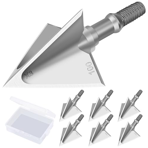 Bombrooster Hunting Broadheads with 3 Fixed Blade 100 Grain Screw-in Archery Broadheads Compatible