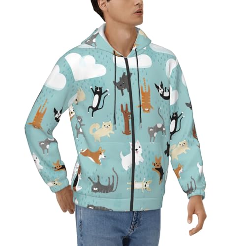 Sweat à capuche hommes motif chien chat pour balades et détente EdWal