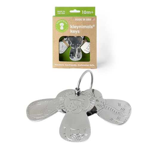 Kleynimals Clean Key Animals Stainless Steel Baby Keys Eli The Elephant, Gus The Giraffe, and Leo The Lion - Safe, Durable, BPA-Free, Made in USA - Ideal for Sensory Play & Early Development