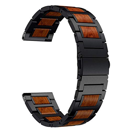 Anrir Compatible For Samsung Galaxy Watch 5 40Mm 44Mm Bands/Watch 5 Pro 45Mm Bands, 20Mm Red Sandalwood Watch Band For Galaxy Watch 4 40Mm 44Mm/Galaxy Watch 4 Classic 46Mm 42Mm Bands Men Women-Black #TOP1