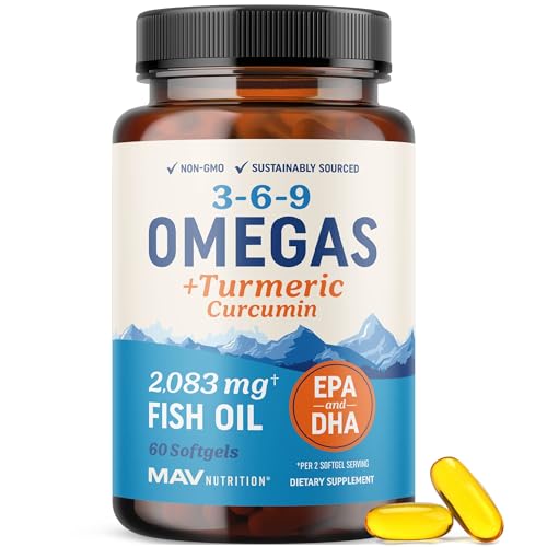 Omega 3 6 9 + Turmeric Curcumin Supplement | EPA