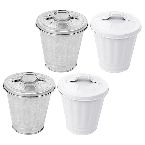 Set 4 botes de basura compactos sin contacto blancos