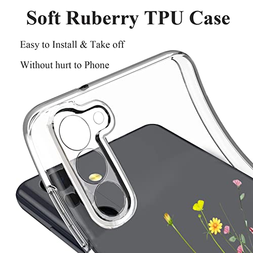 Funda Galaxy S23 Plus抗震防摔透明手机壳带凹凸立体花束花纹 4