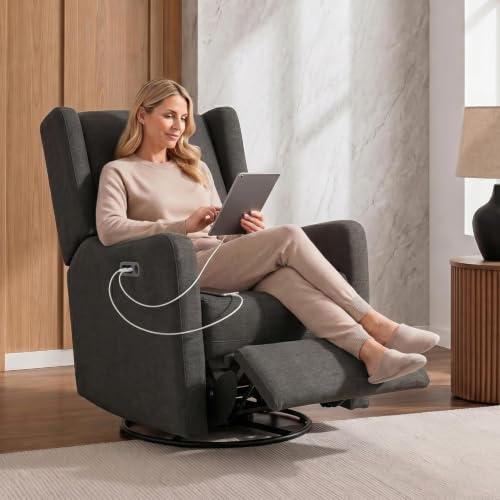 Delta Children Mercer Electronic Power Recliner in Dark Grey