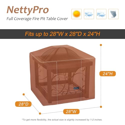 NettyPro Fire Pit Cover Square 28 inch Waterproof 600D Heavy Duty by NettyPro - Used condition - Image 2
